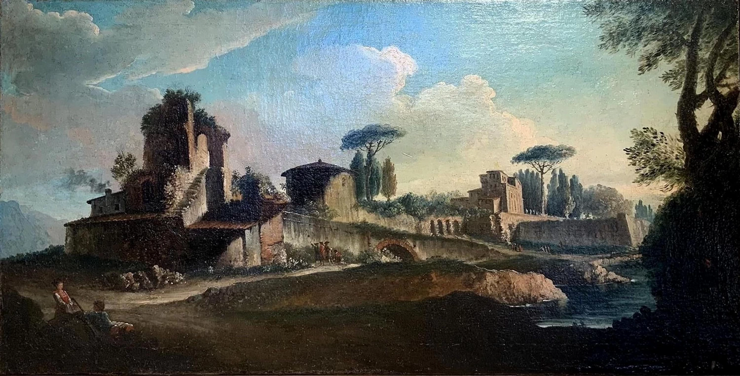 Veduta del Tevere con caratteri archeologici